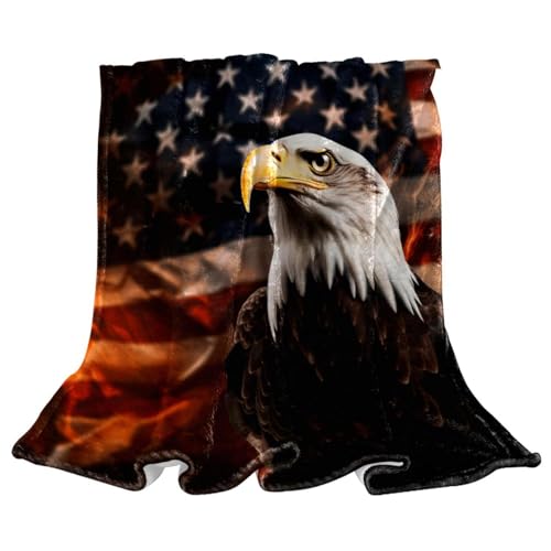 YTYVAGT Überwurfdecken für Damen, Couchdecken und Überwürfe, USA-Flagge, Adler, 150 x 200 cm von YTYVAGT