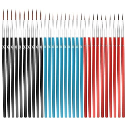 30 Stück feine Pinsel, 3 Größen, kleine Detailpinsel, kleine Linerspitzenpinsel #00#00#000, Zeichenzubehör 30 Stück feine Pinsel, 3 Größen, kleine Detailpinsel, kleine Linerspitzenpinsel #00#00#000, Zeichenzubehör von YTtkku