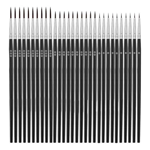 30 Stück feine Pinsel, 3 Größen, kleine Detailpinsel, kleine Linerspitzenpinsel #00#00#000, Zeichenzubehör 30 Stück feine Pinsel, 3 Größen, kleine Detailpinsel, kleine Linerspitzenpinsel #00#00#000, Zeichenzubehör von YTtkku