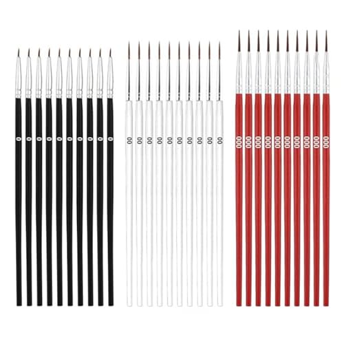 30 Stück feine Pinsel, 3 Größen, kleine Detailpinsel, kleine Linerspitzenpinsel #00#00#000, Zeichenzubehör 30 Stück feine Pinsel, 3 Größen, kleine Detailpinsel, kleine Linerspitzenpinsel #00#00#000, Zeichenzubehör von YTtkku