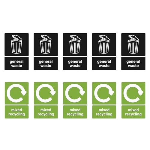 Umweltfreundliche Recycling-Aufkleber, 10 Stück, Recycling-Aufkleber für Metallbehälter, Abfallmanagement-Etiketten von YTtkku