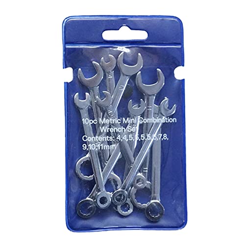 YTtkku 10-teiliges Ringschlüssel-Set, 4–11 mm, offen, Doppelzweck-Ratschenschlüssel, metrisches/Zoll-Handwerkzeug-Set, metrische und SAE-Kombinationsschlüssel, End-/End-Handwerkzeuge von YTtkku