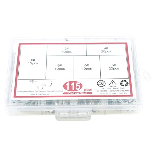 YTtkku Schraubhaken, Metall, Deckenhaken, Edelstahl, Tassen-Set für Zuhause und Büro, einfache Installation, 115 Stück von YTtkku