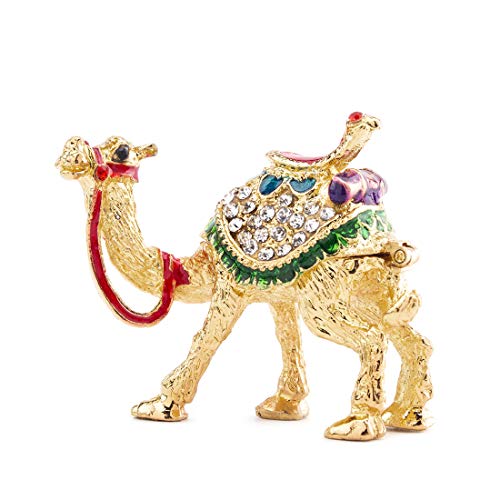 Kristall Kamel Figuren Dekor Ornament, Goldene Emaille Kamel Statuen Tier Schmuckkästchen Scharnier von YU FENG
