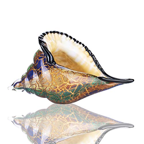 YU FENG Geblasene Glasmuschel-Skulptur, handgefertigt, Glasmuschel, Meerestierfigur, Briefbeschwerer (braun) von YU FENG