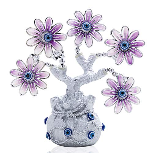 YU FENG Türkischer blauer böser Blick rosa Blumen Glücksbaum mit Glückstüte Vase Schutz Glücksbringer Geschenk von YU FENG