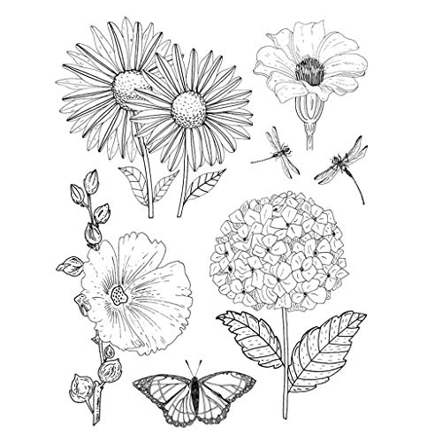 YU-HELLO Dragonfly Flowers Clear Stamps Silikonstempel - Prägung Stempel - DIY Dekoration Stanzen - Stempel Silikon - DIY Stamp - Stempel Prägung von YU-HELLO