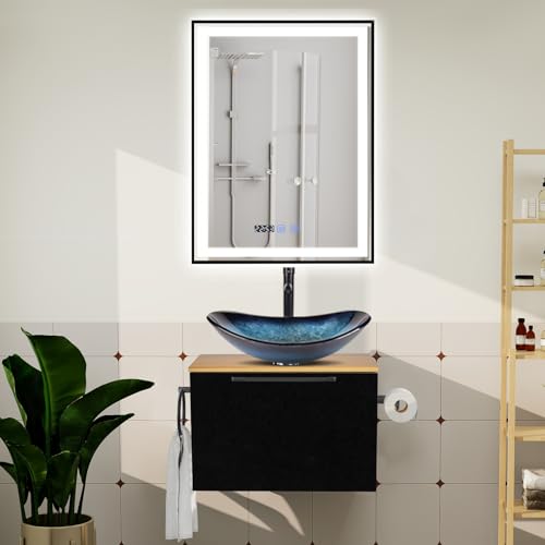 YU YUSING Badmöbel Set Waschbeckenunterschrank Badezimmerschrank 60cm Waschbecken Unterschrank, Badspiegel LED Schwarzer Metallrahmen 60x80cm, Anti-Beschlag,Badezimmermöbel mit Waschtisch(Oval Blau) YU YUSING Badmöbel Set Waschbeckenunterschrank Badezimmerschrank 60cm Waschbecken Unterschrank, Badspiegel LED Schwarzer Metallrahmen 60x80cm, Anti-Beschlag,Badezimmermöbel mit Waschtisch(Oval Blau) von YU YUSING