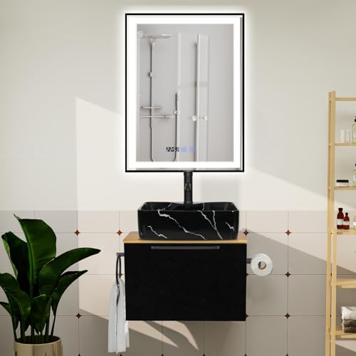 YU YUSING Badmöbel Set Waschbeckenunterschrank Badezimmerschrank 60cm Waschbecken Unterschrank,Badspiegel LED Metallrahmen 60x80cm,Anti-Beschlag,Badezimmermöbel mit Waschtisch(Keramikbecken Schwarz) YU YUSING Badmöbel Set Waschbeckenunterschrank Badezimmerschrank 60cm Waschbecken Unterschrank,Badspiegel LED Metallrahmen 60x80cm,Anti-Beschlag,Badezimmermöbel mit Waschtisch(Keramikbecken Schwarz) von YU YUSING