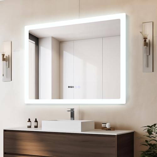 YU YUSING Badspiegel LED 60x80cm Badezimmerspiegel mit 3 Lichtfarbe Einstellbare, Wandspiegel Metallrahmen mit Touch-Schalter Anti-Beschlag Timer-funcktion IP44, Kristall-Lichtstreifen YU YUSING Badspiegel LED 60x80cm Badezimmerspiegel mit 3 Lichtfarbe Einstellbare, Wandspiegel Metallrahmen mit Touch-Schalter Anti-Beschlag Timer-funcktion IP44, Kristall-Lichtstreifen von YU YUSING
