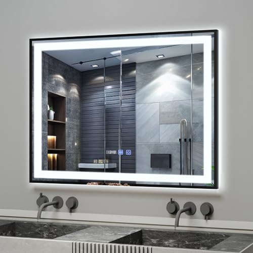 YU YUSING Badspiegel LED 60x80cm Badezimmerspiegel mit 3 Lichtfarbe Einstellbare, Wandspiegel Metallrahmen mit Touch-Schalter Anti-Beschlag Timer-funcktion IP44, Kristall-Lichtstreifen YU YUSING Badspiegel LED 60x80cm Badezimmerspiegel mit 3 Lichtfarbe Einstellbare, Wandspiegel Metallrahmen mit Touch-Schalter Anti-Beschlag Timer-funcktion IP44, Kristall-Lichtstreifen von YU YUSING