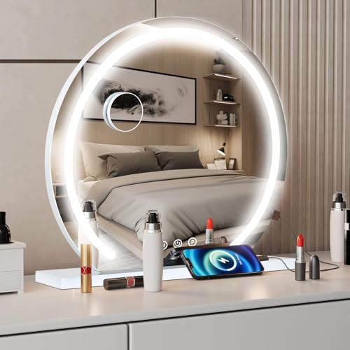 YU YUSING Hollywood Schminkspiegel mit Beleuchtung, 60 X 58cm Spiegel Dimmbar mit 3 Farbtemperaturen, Groß Kosmetikspiegel Vanity Spiegel Tischspiegel mit Touchscreen USB Für Makeup 10X Vergrößerung YU YUSING Hollywood Schminkspiegel mit Beleuchtung, 60 X 58cm Spiegel Dimmbar mit 3 Farbtemperaturen, Groß Kosmetikspiegel Vanity Spiegel Tischspiegel mit Touchscreen USB Für Makeup 10X Vergrößerung von YU YUSING