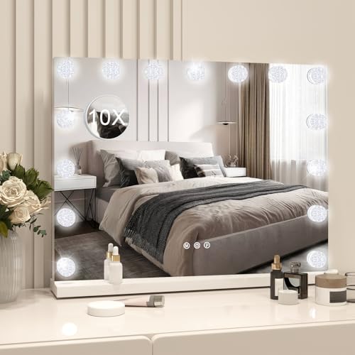 YU YUSING Hollywood Schminkspiegel mit LED Beleuchtung, 15 Diamant LED Licht 58x46cm, Kosmetikspiegel Hollywood Spiegel 3 Modi Dimmbar, Tischspiegel Wandspiegel mit USB Typ C für Schminktisch, Diamond YU YUSING Hollywood Schminkspiegel mit LED Beleuchtung, 15 Diamant LED Licht 58x46cm, Kosmetikspiegel Hollywood Spiegel 3 Modi Dimmbar, Tischspiegel Wandspiegel mit USB Typ C für Schminktisch, Diamond von YU YUSING