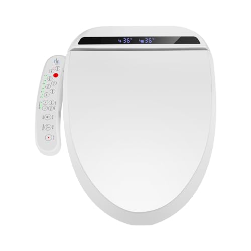 YU YUSING Intelligenter Smart Toilettensitz WC Bidet mit Düse, Japanische Toilette Dusche Bidet Beheizter Sitz mit Absenkautomatik, Einstellbarem Wasserdruck, Warme Lufttrocknung, Leicht zu reinigen von YU YUSING