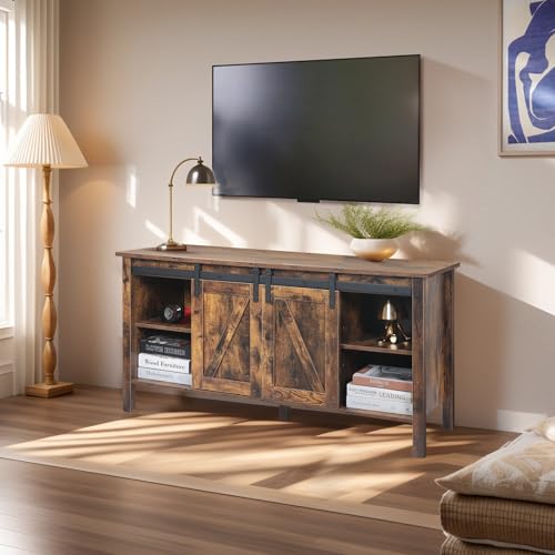 YU YUSING TV-Schrank TV Lowborad für Fernseher bis zu 55 Zoll, Sideboard Küchenschrank Fernsehtisch 120CM mit 2 Türen und Ablagen, TV-Regal für Wohnzimmer Schlafzimmer Esszimmer, Industrie-Design von YU YUSING