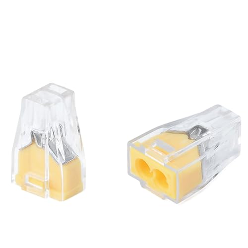 100er-Pack 2-Loch-Kabelverbinder 1–4 mm² Massive Anschlussblöcke, flammhemmendes PC-Gehäuse, Nickel-Chrom-Feder, 400 V, 24 A for Deckenleuchten und Schalter von YUAEB biao Boutique Shop UK
