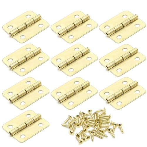 Türscharniere für Küchenschränke, Möbelzubehör, 4 Löcher, goldfarben, Schubladenscharniere für Schmuckschatullen, Möbelbeschläge, 18 x 16 mm, 10 Stück von YUAEB biao Boutique Shop UK
