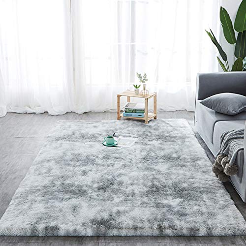 YUANBIAO Shaggy Teppich 80x200cm Flauschig Weiche Bettvorleger Waschbar fürs Wohnzimmer, Esszimmer, Schlafzimmer oder Kinderzimmer, Hellgrau von YUANBIAO