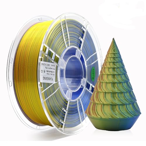 YUANEANG PLA 3D-Druckerfilament, dreifarbiges Seiden-PLA-Filament, Maßgenauigkeit +/- 0,03 mm, 1 kg Spule (2,2 lbs), 1,75 mm, Rot Gelb Grün von YUANEANG