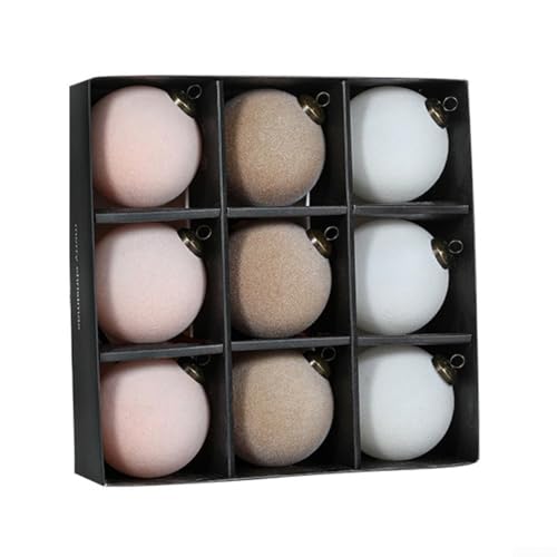 9-teiliges Weihnachtskugel-Dekorationsset, Samt-Weihnachtskugeln zum Aufhängen, Ornament-Set für Weihnachtsbäume, Fenster (helle Version) von YUANGANG