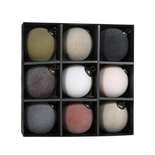 9-teiliges Weihnachtskugel-Dekorationsset, Samt-Weihnachtskugeln zum Aufhängen, Ornament-Set für Weihnachtsbäume, Fenster (verschiedene Farben) von YUANGANG