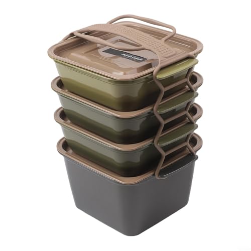 BentoBox mit 4 Ebenen, tragbare 4-stöckige Kunststoff-Lunchbox mit Deckel für Sandwiches, Salate, Nudeln, Obst und Snacks von YUANGANG