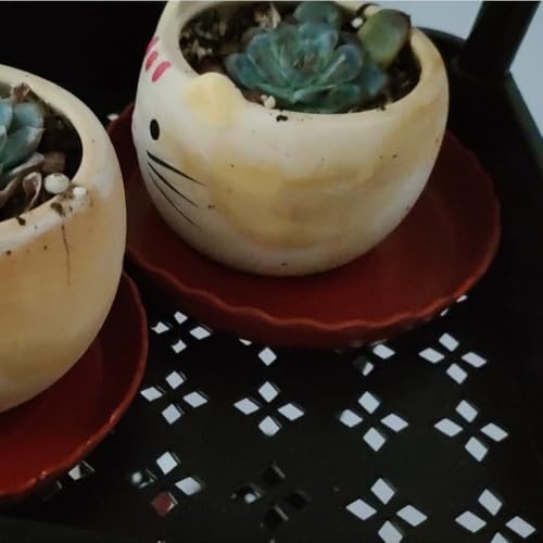 Blumentopf-Tabletts mit stilvollem Spitzen-Design zum Auffangen von überschüssigem Wasser und verschüttetem Boden (rot), 10 Stück von YUANGANG