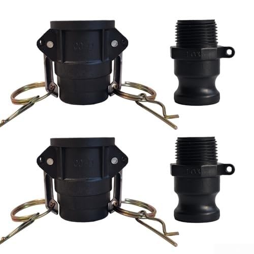 Camlock-Armaturen Typ D & F, Polypropylen-Nocken- und Rillen-Schlauchverschraubungs-Set für Tanks, Pumpen und Schläuche (2,5 cm), 2 Stück von YUANGANG
