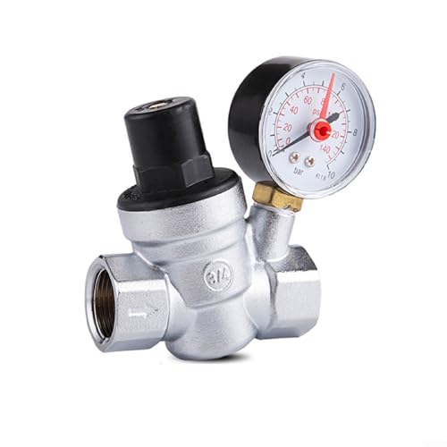 Druckminderer Wasser 3/4 Zoll DN20, Einstellbares Messing Wasserdruckventil mit Manometer für die meisten Wasserleitungsanschlüsse von YUANGANG