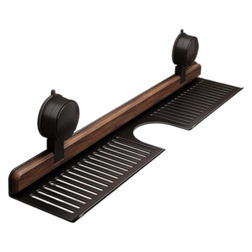 Nussbaum-Saugnapf-Regal, ohne Bohren, Saugnapf-Rack mit breiter U-förmiger Rille, Badezimmer-Aufbewahrungszubehör für Bad und Küche Nussbaum-Saugnapf-Regal, ohne Bohren, Saugnapf-Rack mit breiter U-förmiger Rille, Badezimmer-Aufbewahrungszubehör für Bad und Küche von YUANGANG