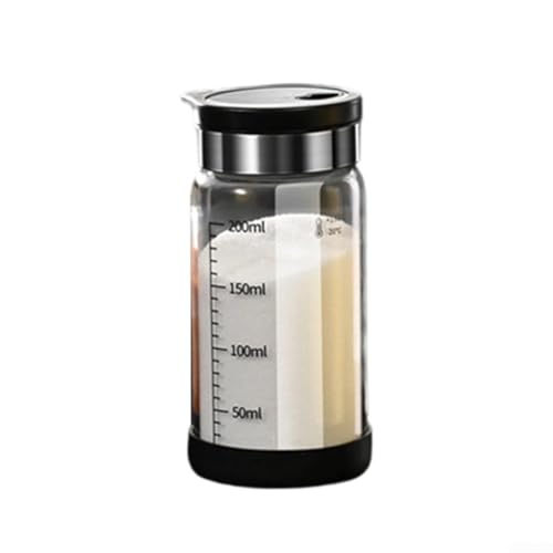 Platzsparende Gewürzflasche aus Glas für die Küche und praktisches Design (schwarze Abdeckung, 200 ml) von YUANGANG