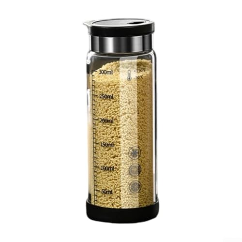 Platzsparende Gewürzflasche aus Glas für die Küche und praktisches Design (schwarze Abdeckung, 300 ml) von YUANGANG