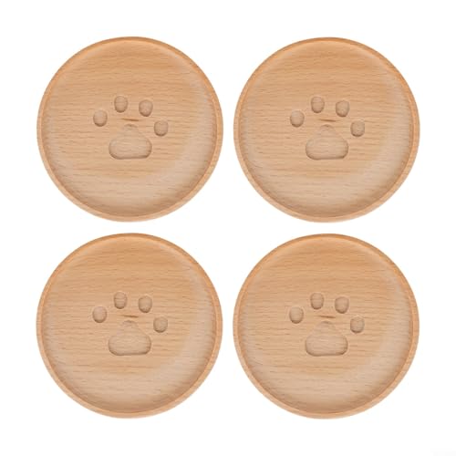 Untersetzer mit Pfotenmotiv, Holz, rund, Bärenpfoten-Untersetzer-Set für Snacks oder kleine Leckereien für Zuhause und Büro, 4 Stück Untersetzer mit Pfotenmotiv, Holz, rund, Bärenpfoten-Untersetzer-Set für Snacks oder kleine Leckereien für Zuhause und Büro, 4 Stück von YUANGANG