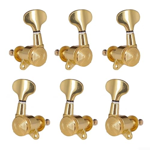 YUANGANG Lock Machine Heads Electric Guitars ST Tuning Pegs Gold Guitar With Locking String Knob 3L3R6L6R2L4R2R4L Guitar Tuner (Gold 3L3R) von YUANGANG