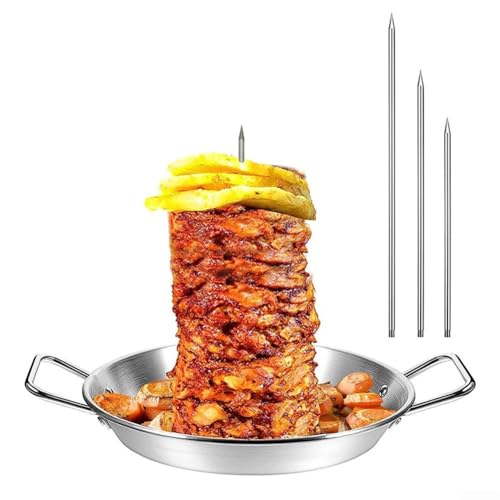 YUANGANG Vertikaler Fleischspieß Edelstahl BBQ Spieß Grill Hohe Kapazität für ganze Hühnerfische mit 3 Zubehörteilen Silber, QDJ6KZM4OA59W2P8094008 von YUANGANG