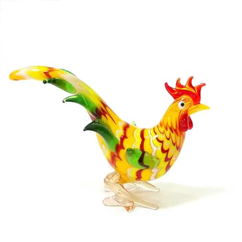 YUANGUIHUI Bunte Glas-Hahn-Bastelfiguren, Miniatur-niedliche handgefertigte Hahn-Huhn-Tiere, Ornamente, Heimdekoration, Neujahrsgeschenke von YUANGUIHUI
