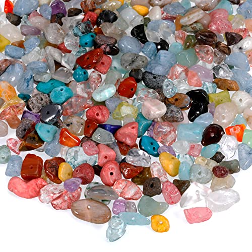 300 Stück Edelsteinperlen Mit Bohrung Edelsteine Mit Loch Unregelmäßige Edelstein Perlen Zum Auffädeln Edelsteinperlen Mit Loch Für Die Schmuckherstellung,Ohrringe,Ring,Diy-zubehör (Farb) von YUANHEHE