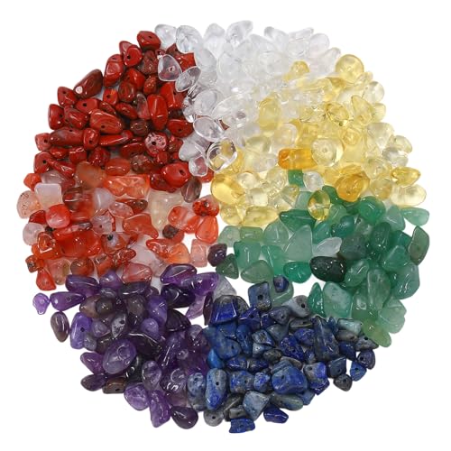 300 Stück Edelsteinperlen Mit Bohrung Edelsteine Mit Loch Unregelmäßige Edelstein Perlen Zum Auffädeln Edelsteinperlen Mit Loch Für Die Schmuckherstellung,Ohrringe,Ring,Diy-zubehör (Sieben Farben) von YUANHEHE