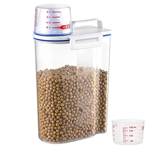 YUANHEHE Müsli Behälter Vorratsdose Reis Vorratsbehälter Vorratsdose Schüttdose Hundefutter Müslidosen Vorratsdosen 2 Liter Vorratsdose Mit Messbecher Für Trockenfutter, Getreide Und Mehl, Kaffee, 2L von YUANHEHE