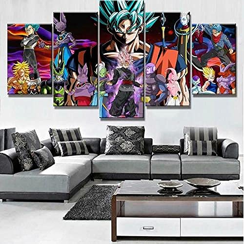 YUANJUN Japanische Zeichentrickfigur 3D Leinwanddrucke,Modulare Wandkunst Wandaufkleber,5 Teiliges Wandbild,Mit Rahmen,Größe 150 X 80 cm Leinwandbild, Wandbilder XXL von YUANJUN