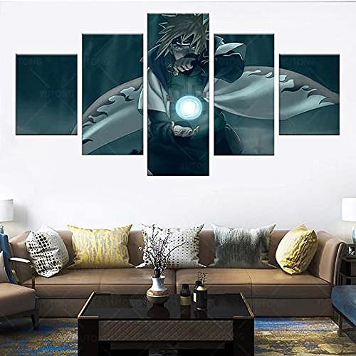 YUANJUN Mit Rahmen Vlies Leinwanddrucke 5 Teilig Kunstdruck Leinwand Bild XXL Format Wandbilder Wohnzimmer Wohnung Deko Gerahmtes Anime Hokage Minato Namikaz von YUANJUN