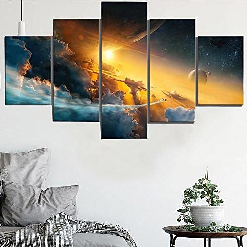 YUANJUN Puzzle 5 TLG Kunstdruck Modern Wandbilder Design Tapete Eingerahmt Bilder Drucke Leinwand Wandkunst Wohnkultur Gem?Lde Poster Mehrteilig XXL Fantasy Weltraum Landschaftsuniversum von YUANJUN