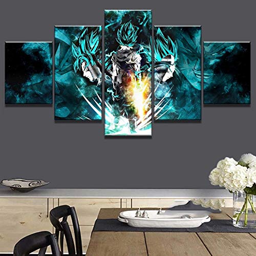 YUANJUN Wanddekoration Design Wandbild 5 Teilig Premium Poster Stilvolles Set Mit Passenden Bilder Als Wohnzimmer Deko Bilderrahmen Leinwandbild Dragon Ball von YUANJUN