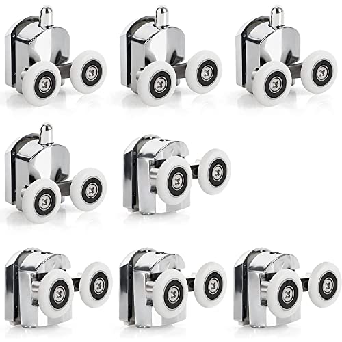 Set mit 8 Rollen für Duschtüren, 23 mm Raddurchmesser, oben und unten, Ersatzteile (23 mm-8 Stück) von YUANQIAN