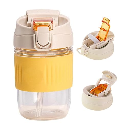 YUANQIAN 550 ml Glas-Reise-Kaffeebecher, wiederverwendbare Kaffeetasse mit Deckel und Strohhalm, Coffee to Go Reisebecher, tragbarer Glasbecher von YUANQIAN