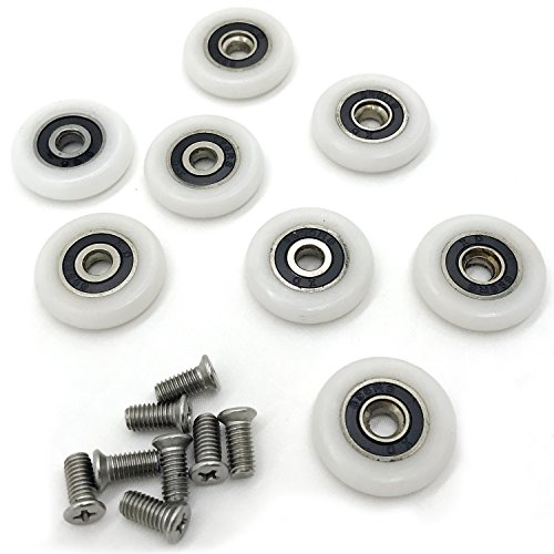 YUANQIAN Set mit 8 Rollen für Duschtüren, Durchmesser 19 mm, weiß, 19 mm x 5 mm (19mm-8pcs-gg) von YUANQIAN