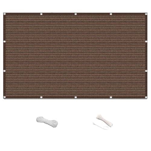 Balkonabdeckung 0.65 x 3 m Leicht Wind- Und Uv-Schutz Wetterfest Balkonschutz Balkonabdeckung Sonnensegel Rechteckig mit Ösen Und Kabelbinder für Den Gartenzaun, Braun von YUANWAN