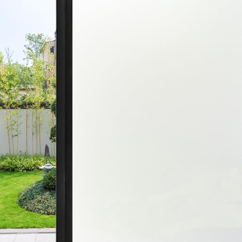 Fensterfolie Blickdicht 50 x 100 cm Sonnenschutz Hitzeschutz Uv-Schutz Uv-Schutz Sichtschutzfolie Dekofolie Statisch Haftend Folie für Büro Und Haus, weiß matt von YUANWAN