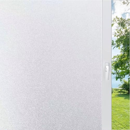 Fensterfolie Blickdicht Sichtschutzfolie 100 x 200 cm Anti-Uv Wärmeisolierung Anti-Uv Sichtschutz Selbstklebend Fensterfolie Thermofolie Hitzeschutzfolie für Büro Und Haus, weiß matt von YUANWAN