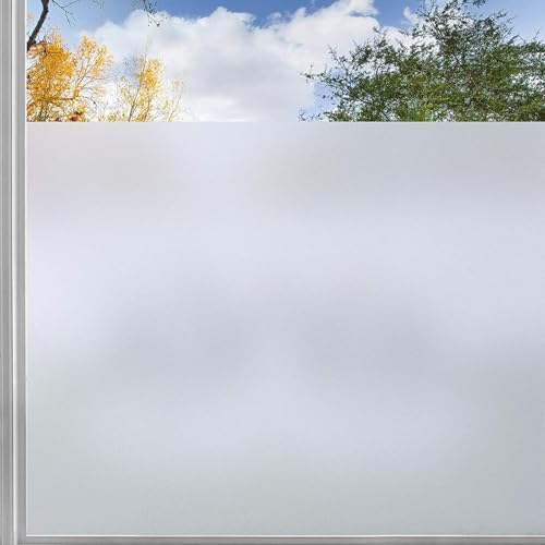 Fensterfolie Blickdicht Sichtschutzfolie 20 x 800 cm Anti-Uv Wärmeisolierung Anti-Uv Sichtschutz Fensterfolie Selbsthaftend Blickdicht Fensterfolie Milchglas für Büro Und Haus, weiß matt von YUANWAN